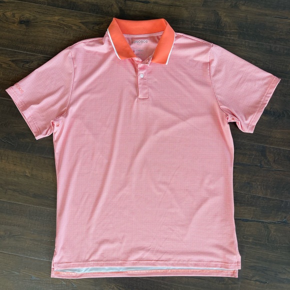 BONOBOS Limited Edition Orange White Houndstooth Performance Golf Polo LARGE - Picture 8 of 14